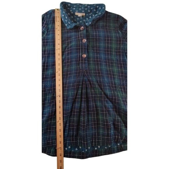 Appleseed's Womens Tunic Black Dark Green Plaid Ruffle Collar Holiday L Country - Picture 5 of 12